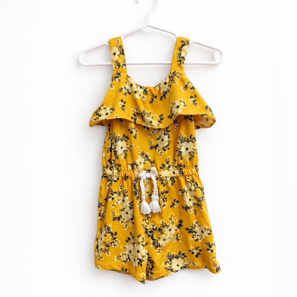 Little Lass Yellow Floral Ruffle Romper 2T Boho Tassel Cottagecore